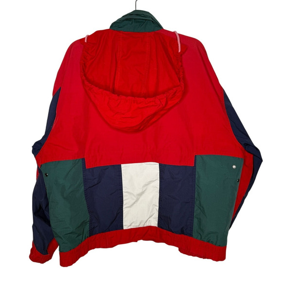 Vintage 90's London Fog Men's L Nautical Jacket Hood Sailing Windbreaker Red - Picture 2 of 10